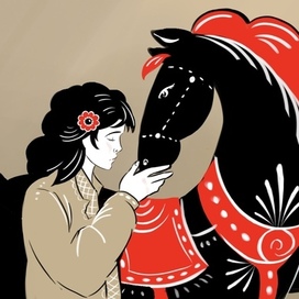 Принт «Городецкая роспись»