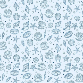 Бесшовный морской паттерн с ракушками