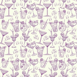 Бесшовный паттерн векторный, коктейли со льдом.