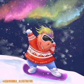 Капибара на сноуборде