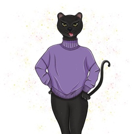 Игривая пантера ко дню влюбленных