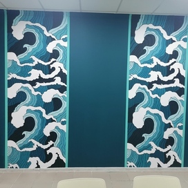 Роспись стен, волны 