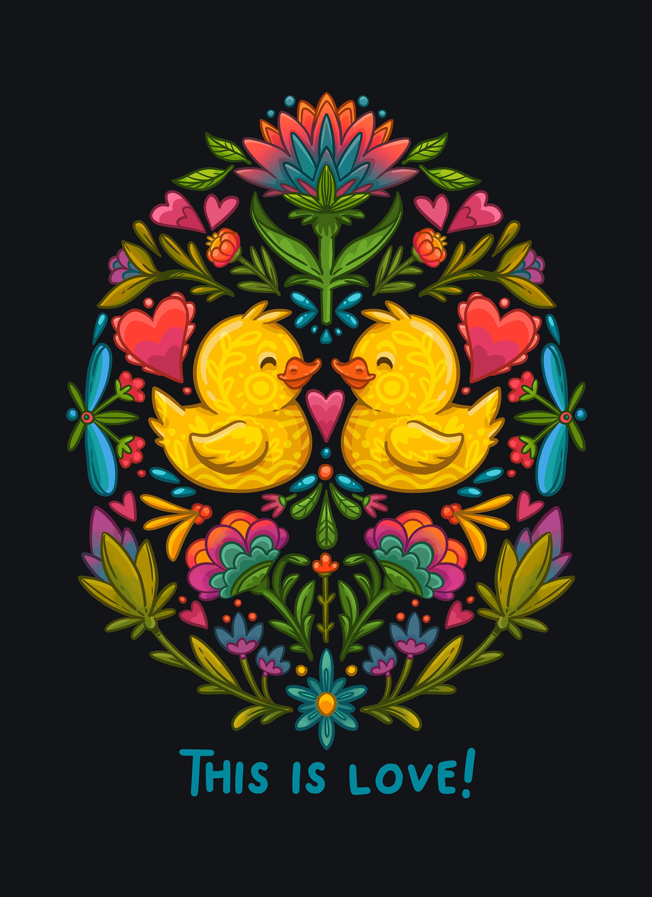 открытка Влюблённые утки