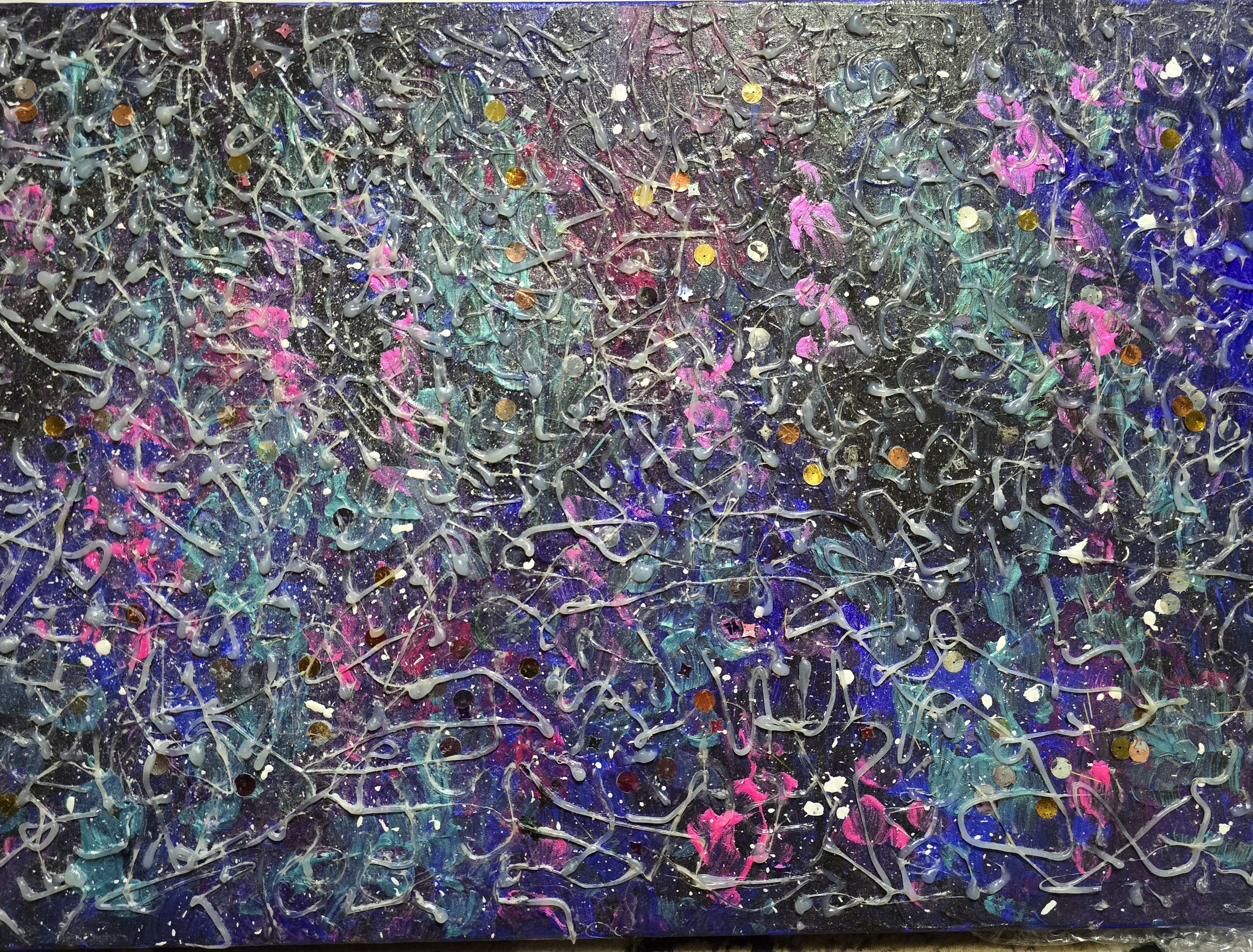 Объесная картина акрилом, космос