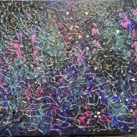 Объесная картина акрилом, космос 