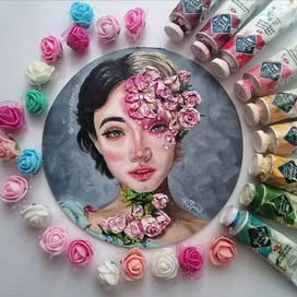 Портрет с цветами