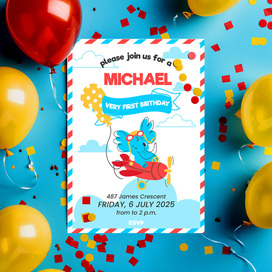 Пригласительное на день рождения к мальчику со слоном 