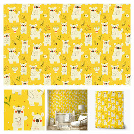 Бесшовный узор с белыми медведями.