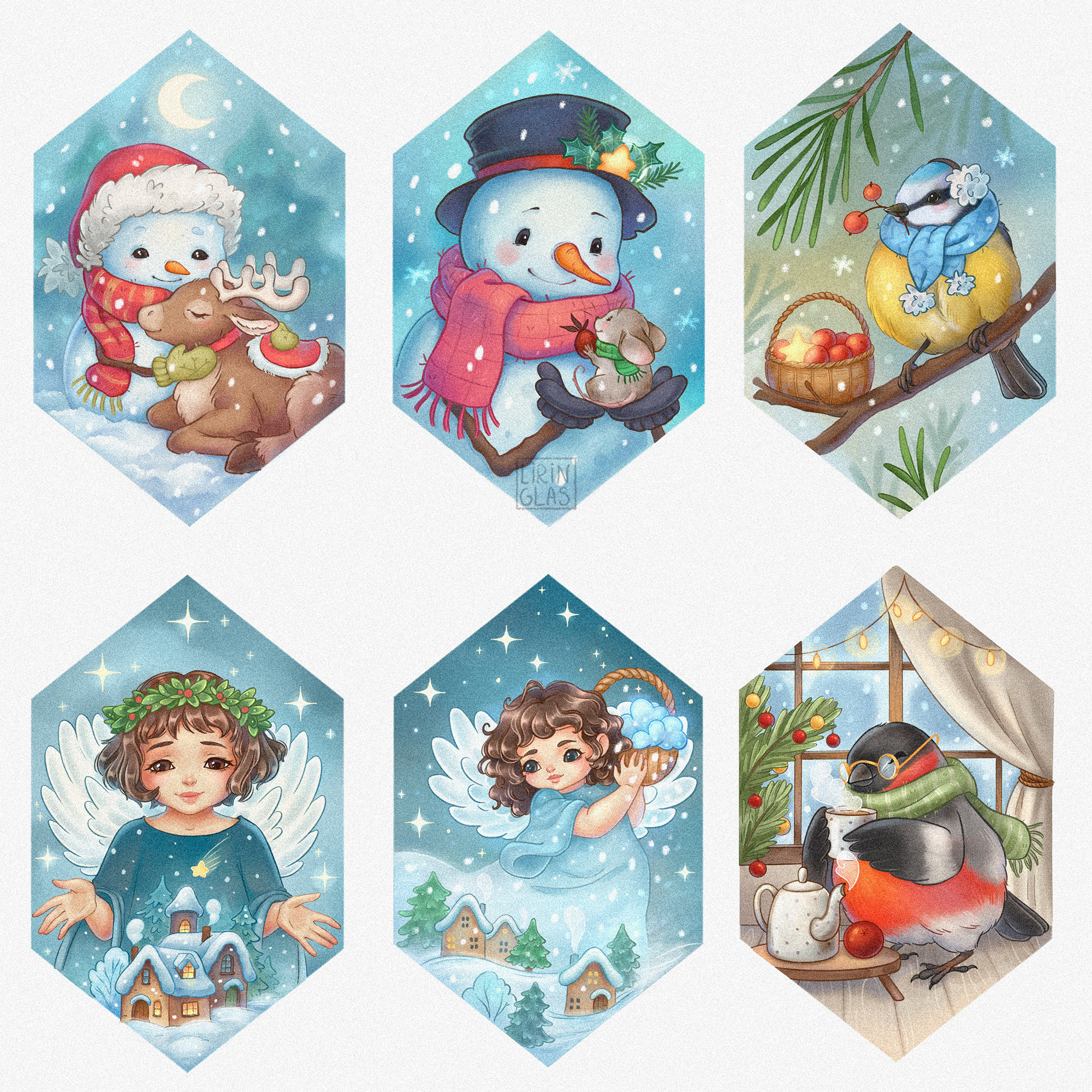 Набор иллюстраций для схемы вышивки.