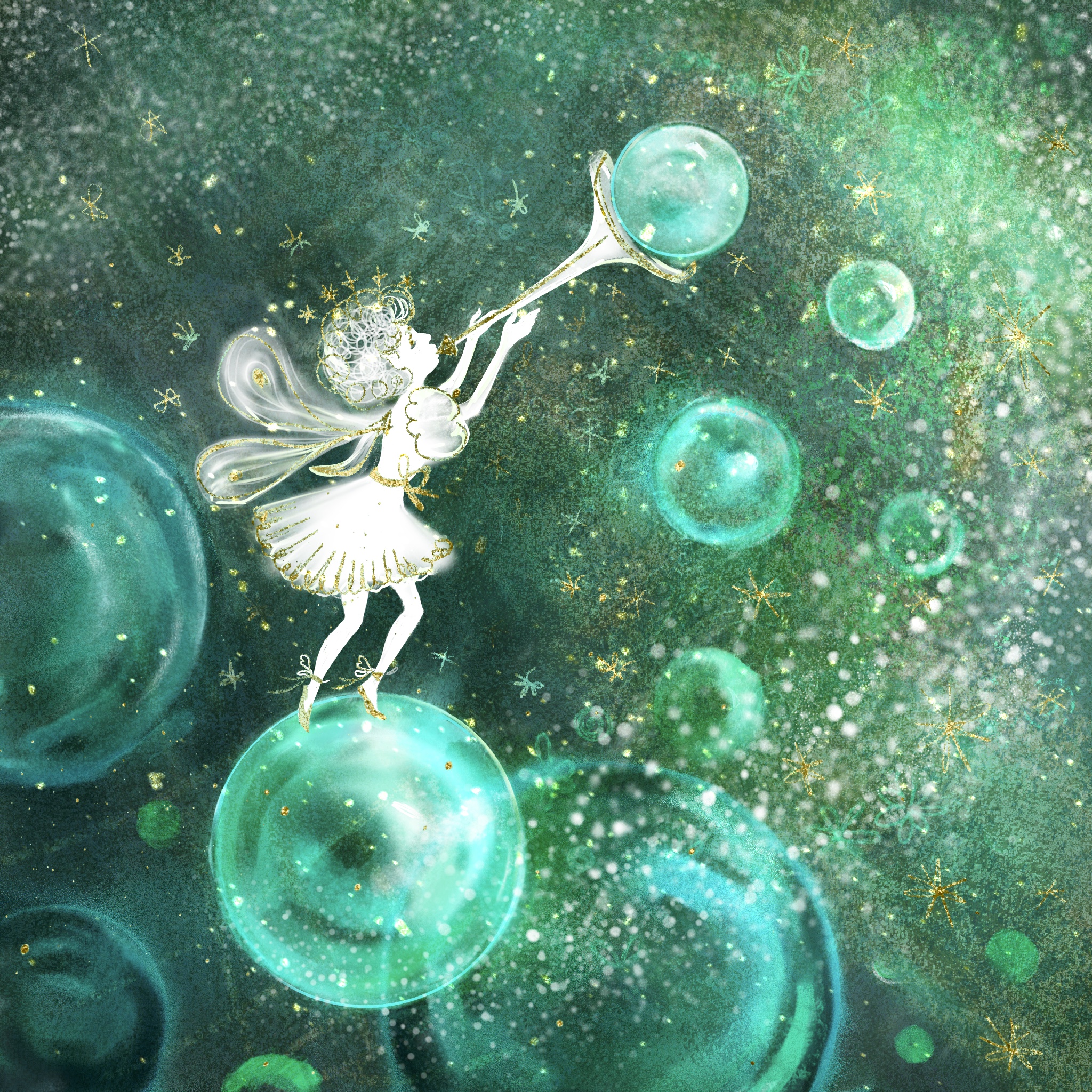 Фея Изумрудных островов. Работа выполнена в ограниченной цветовой гамме.