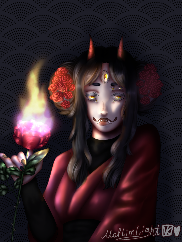 Девушка с горящей розой(реквест)