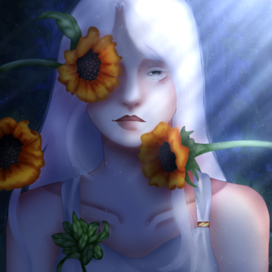 девушка с подсолнухами(реквест)