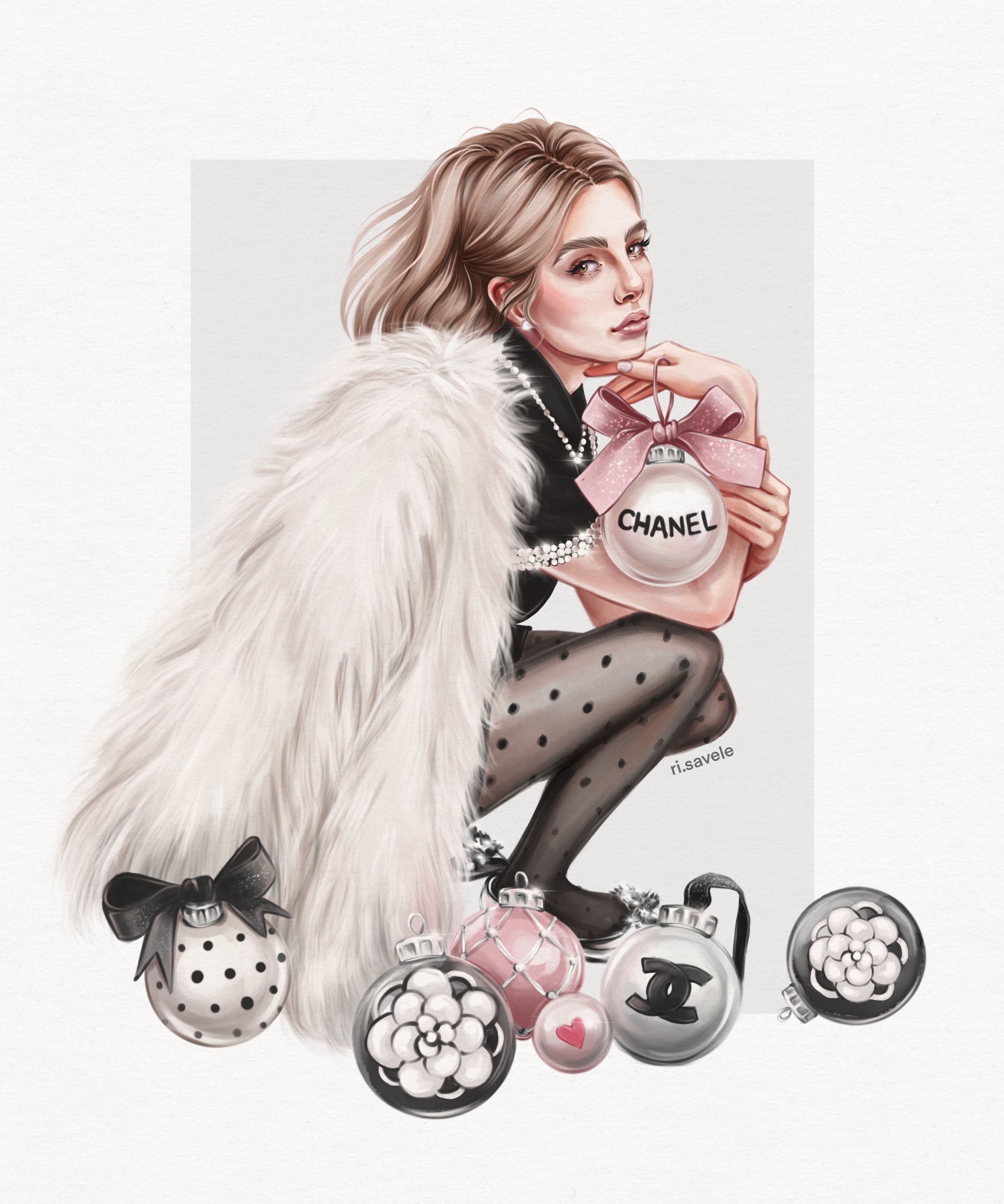 Fashion-иллюстрация девушки в шубе