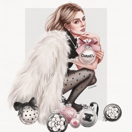 Fashion-иллюстрация девушки в шубе