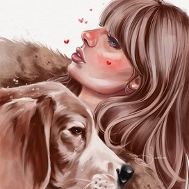 Fashion-портрет девушка с собакой