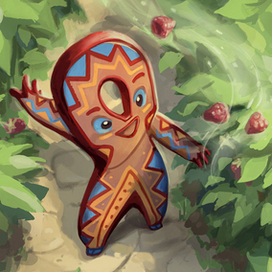 Домовичёк собирает малину