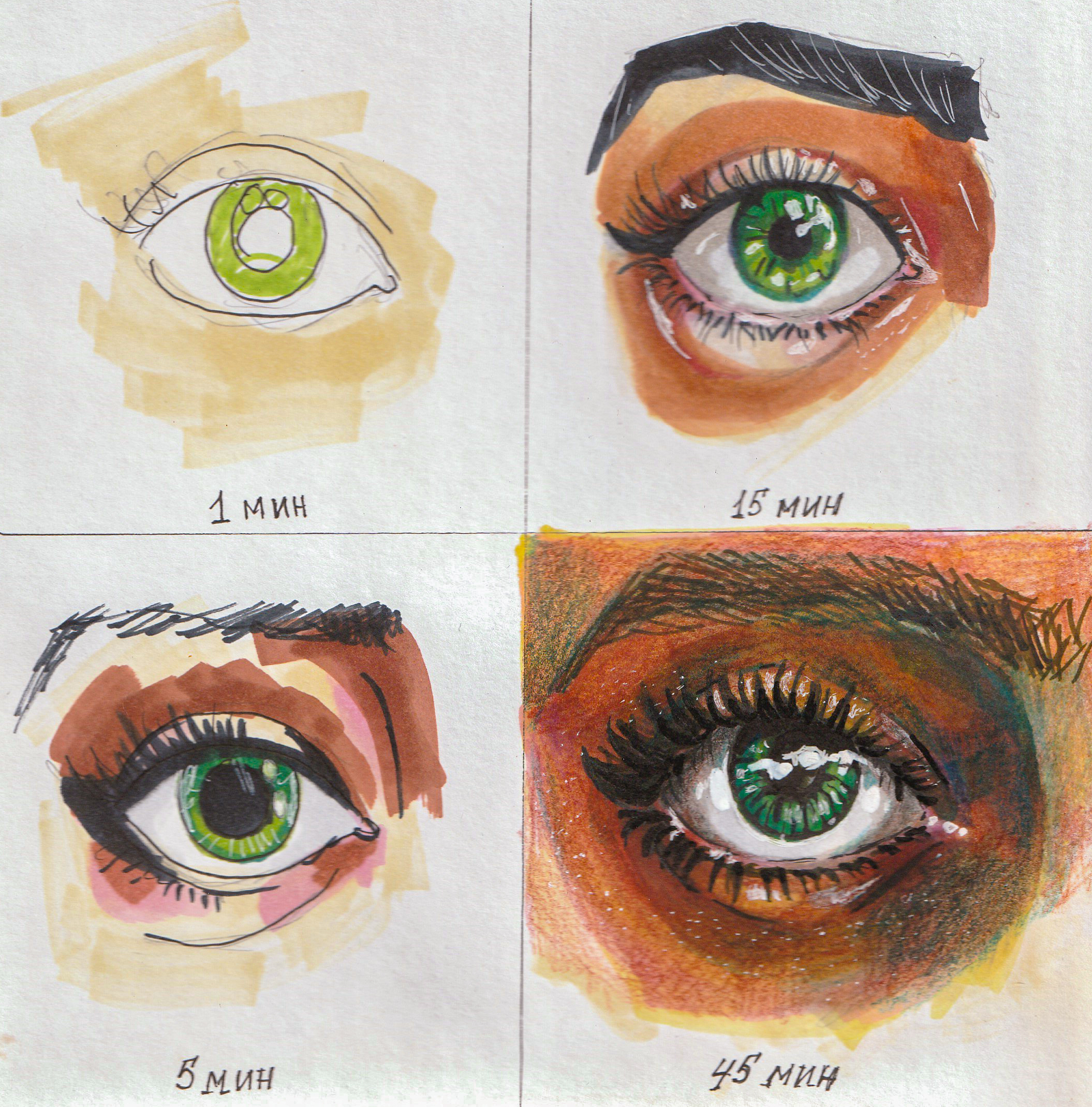 1, 5, 15, 45 минут на глаз