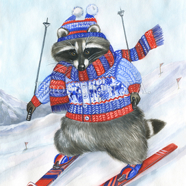 Енот лыжник