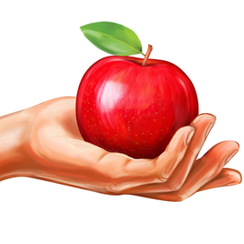 Рука с яблоком