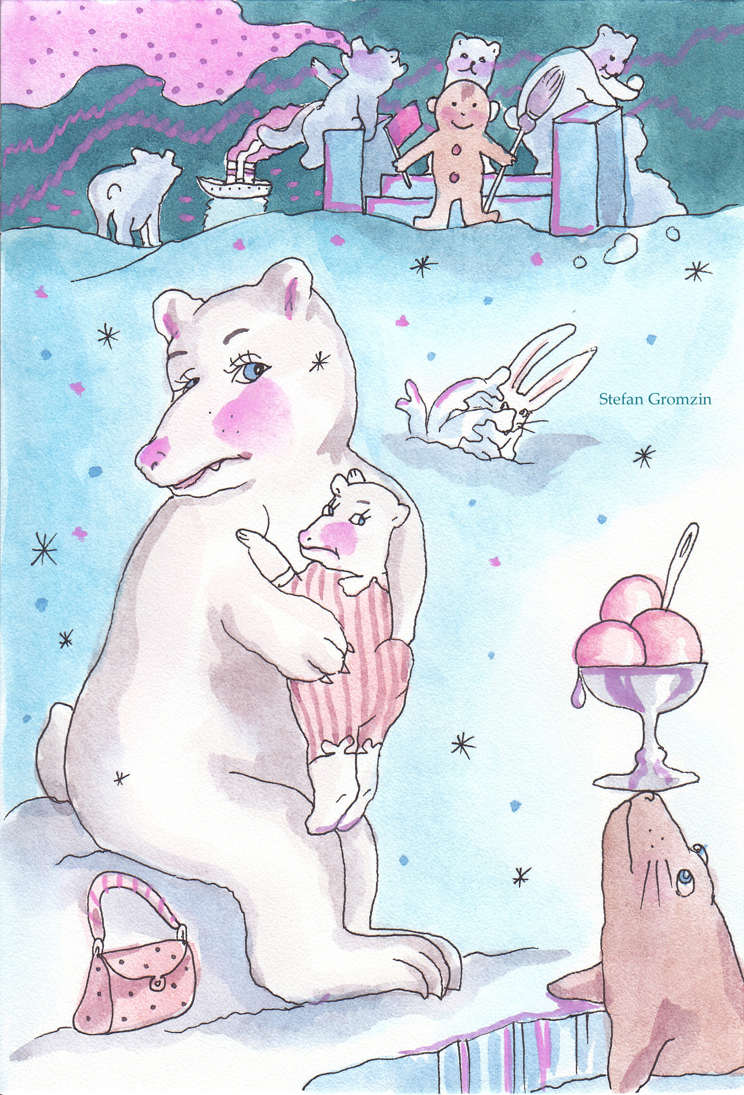 Северный Полюс. Ночь. Проводы корабля.