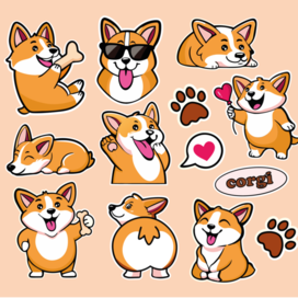 Наклейки корги