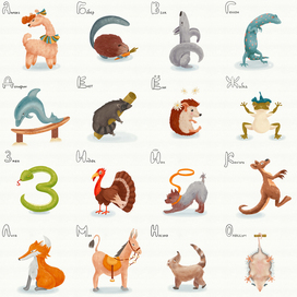 Детский алфавит с животными/ Буквы А-О