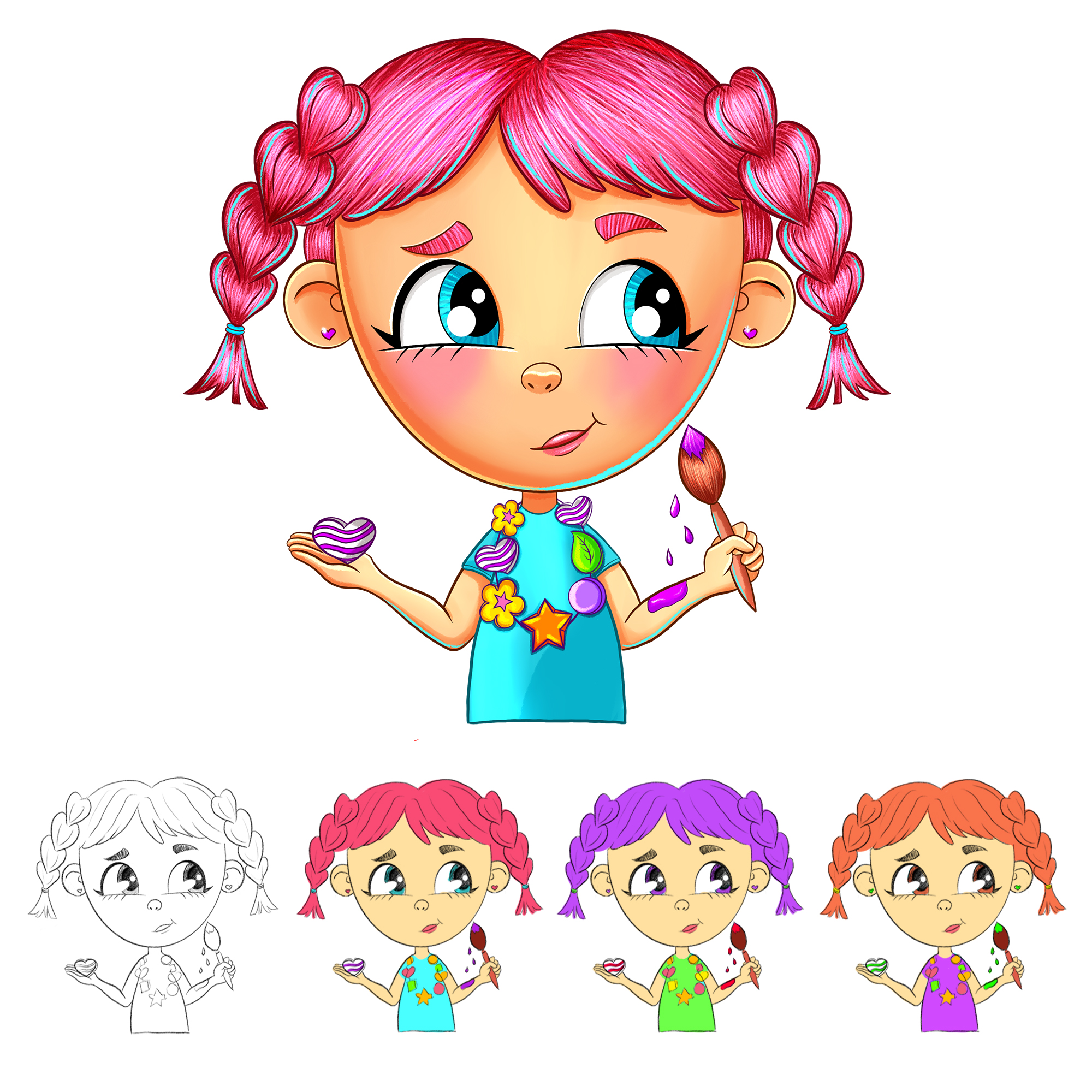 Девочка бренд персонаж для упаковки создания украшений