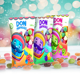 Персонаж и леттеринг, дизайн серии упаковок мармелада