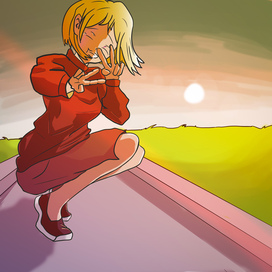 Девушка сидит