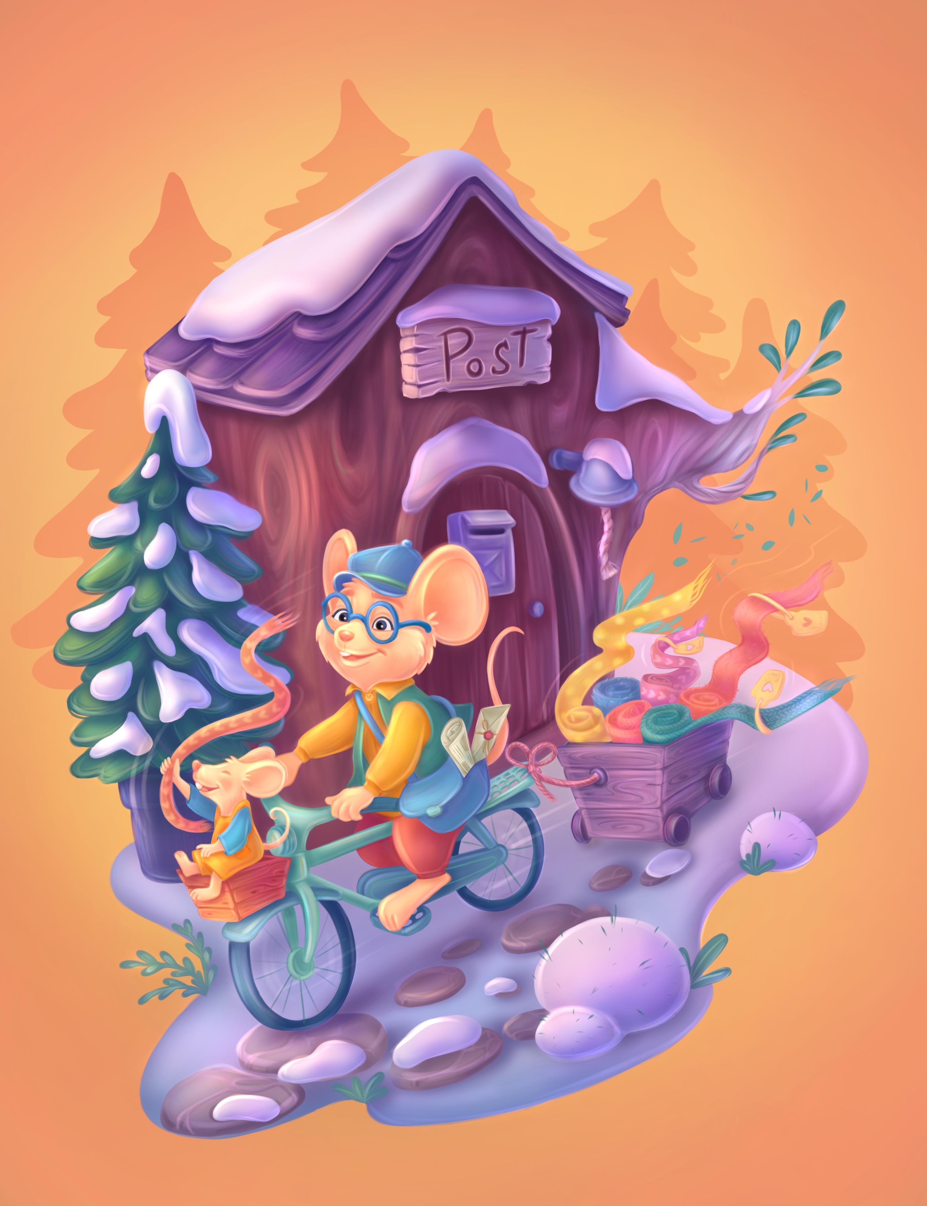 Мышонок- почтальон пушистый шарфов