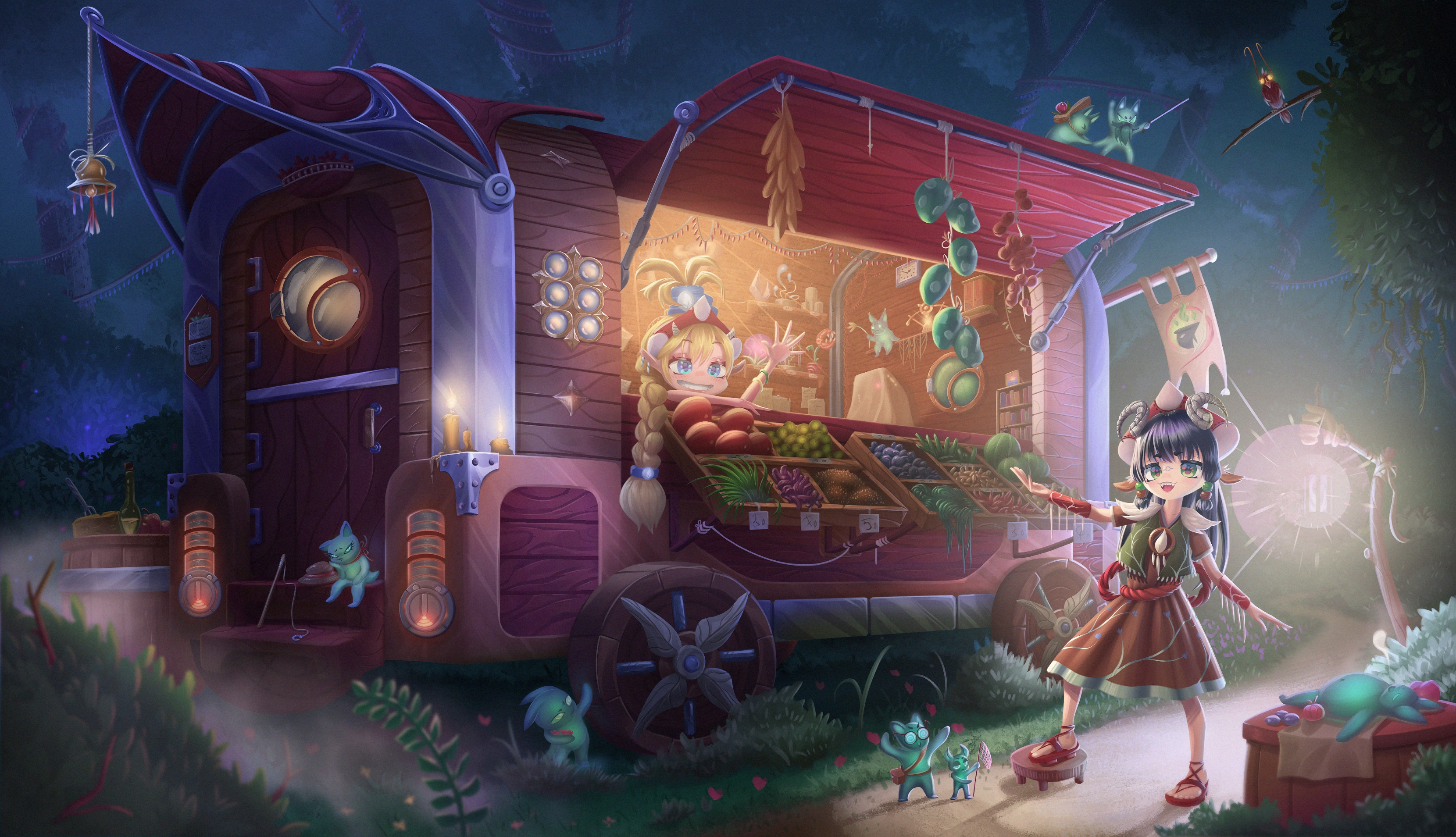 Повозка в лесу.