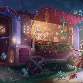 Повозка в лесу.