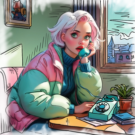 Иллюстрация "девушка в отеле"