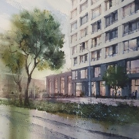 Современная архитектура в акварели