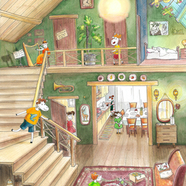 Виммельбух. Буква А. В доме у семерых козлят.