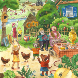 Виммельбух азбука. Буква С. В деревне