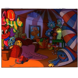 1/2 один из поворотов комнаты клоуна(предыдущий пост концепт персонаж к этой комнате )