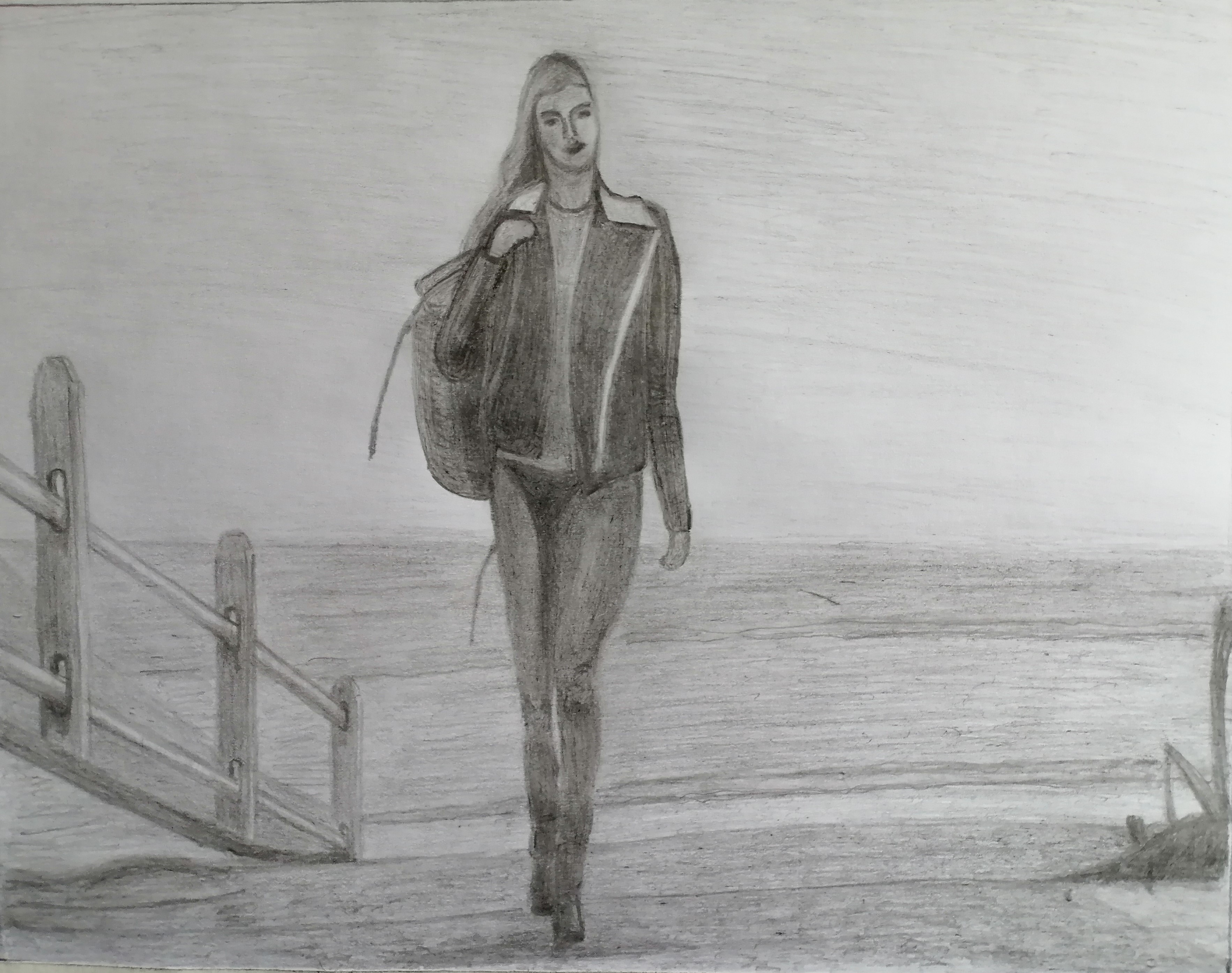 Модель на берегу моря