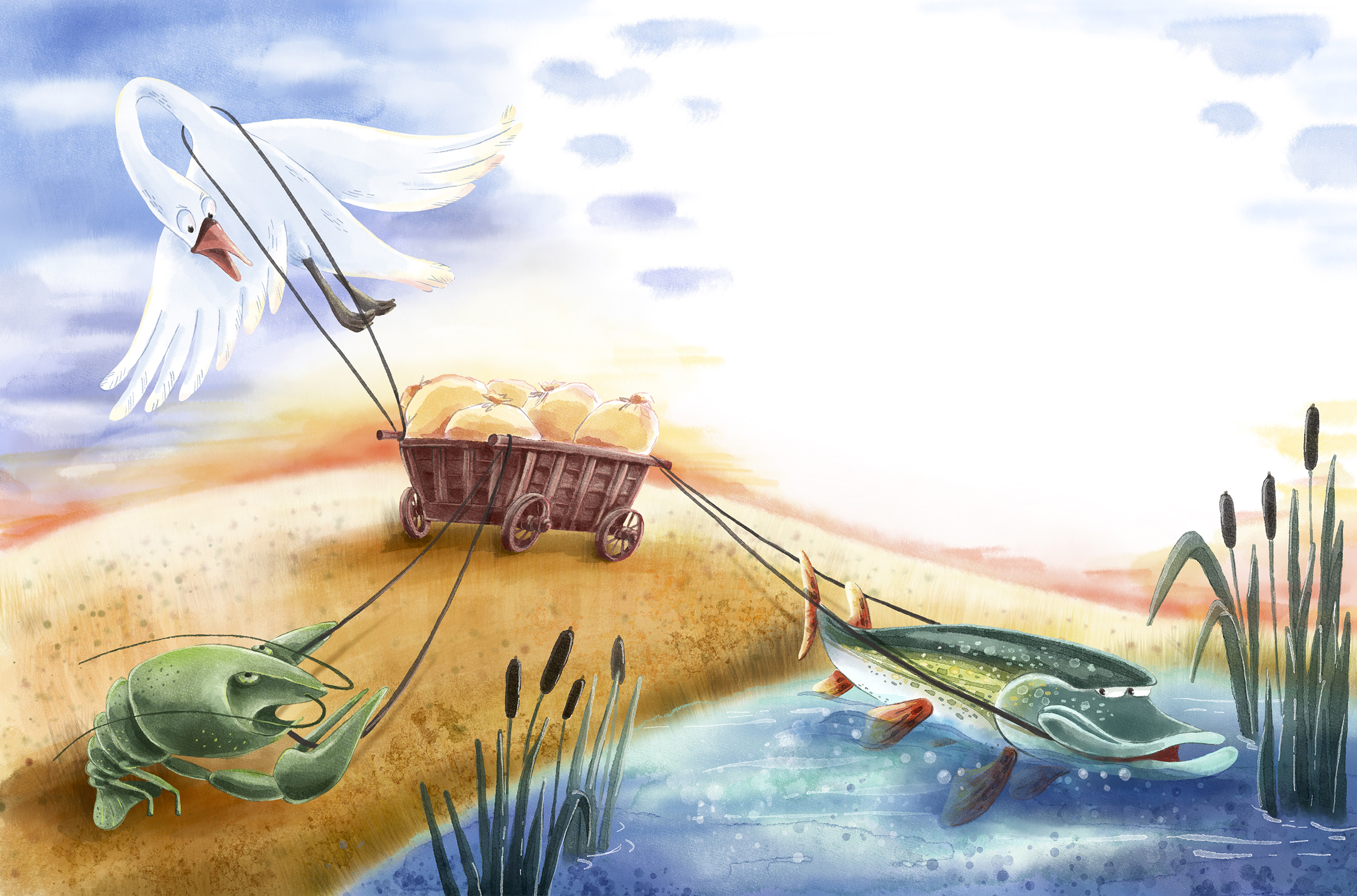 Лебедь, рак и щука. И.А. Крылов