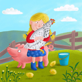 Девочка с курочкой