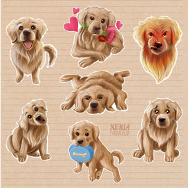 Стикеры с золотистым ретривером Ромео