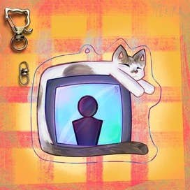 Акриловый брелок кот