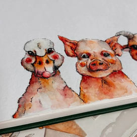 Животные акварелью