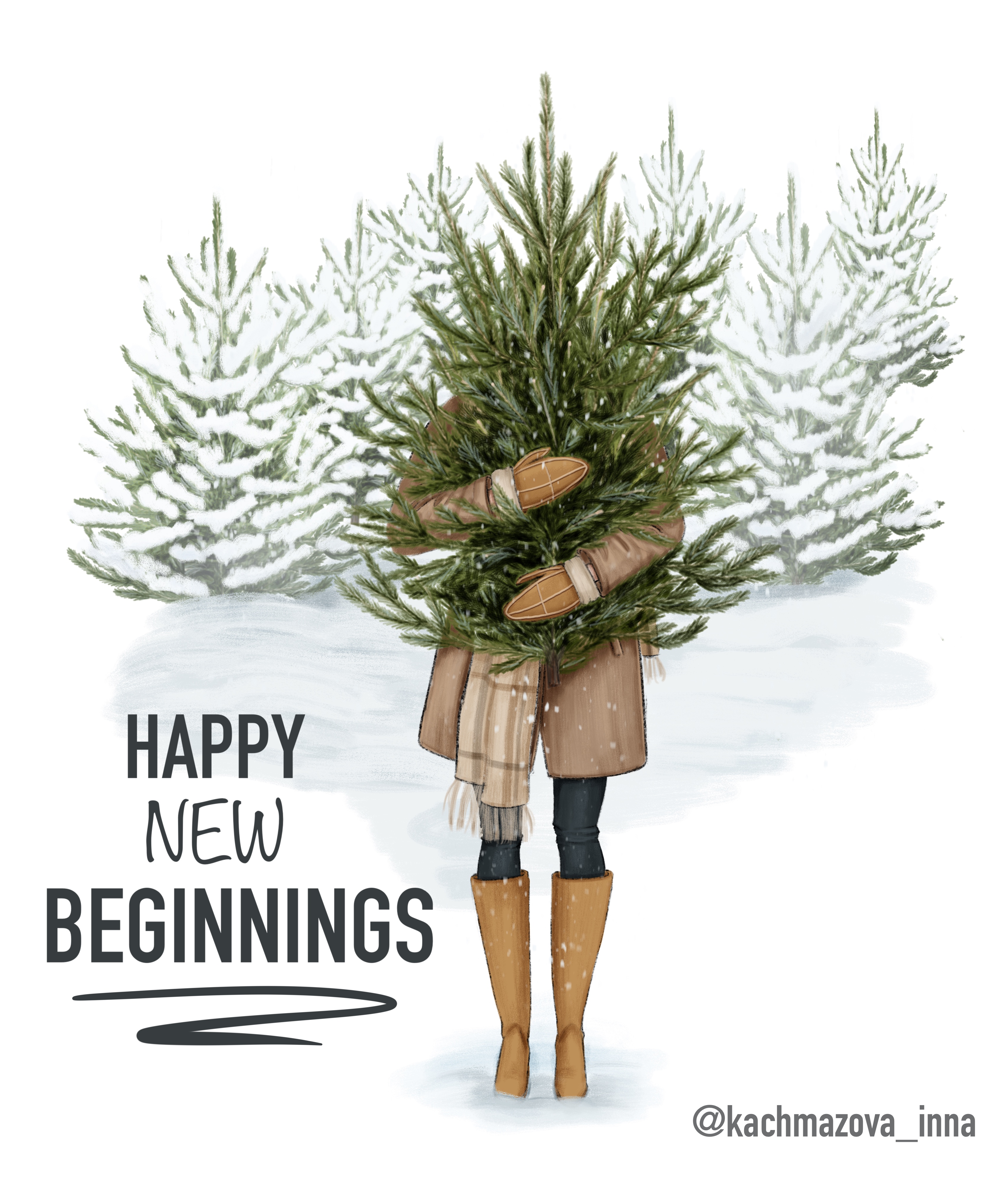 Новогодняя иллюстрация, зимняя иллюстрация