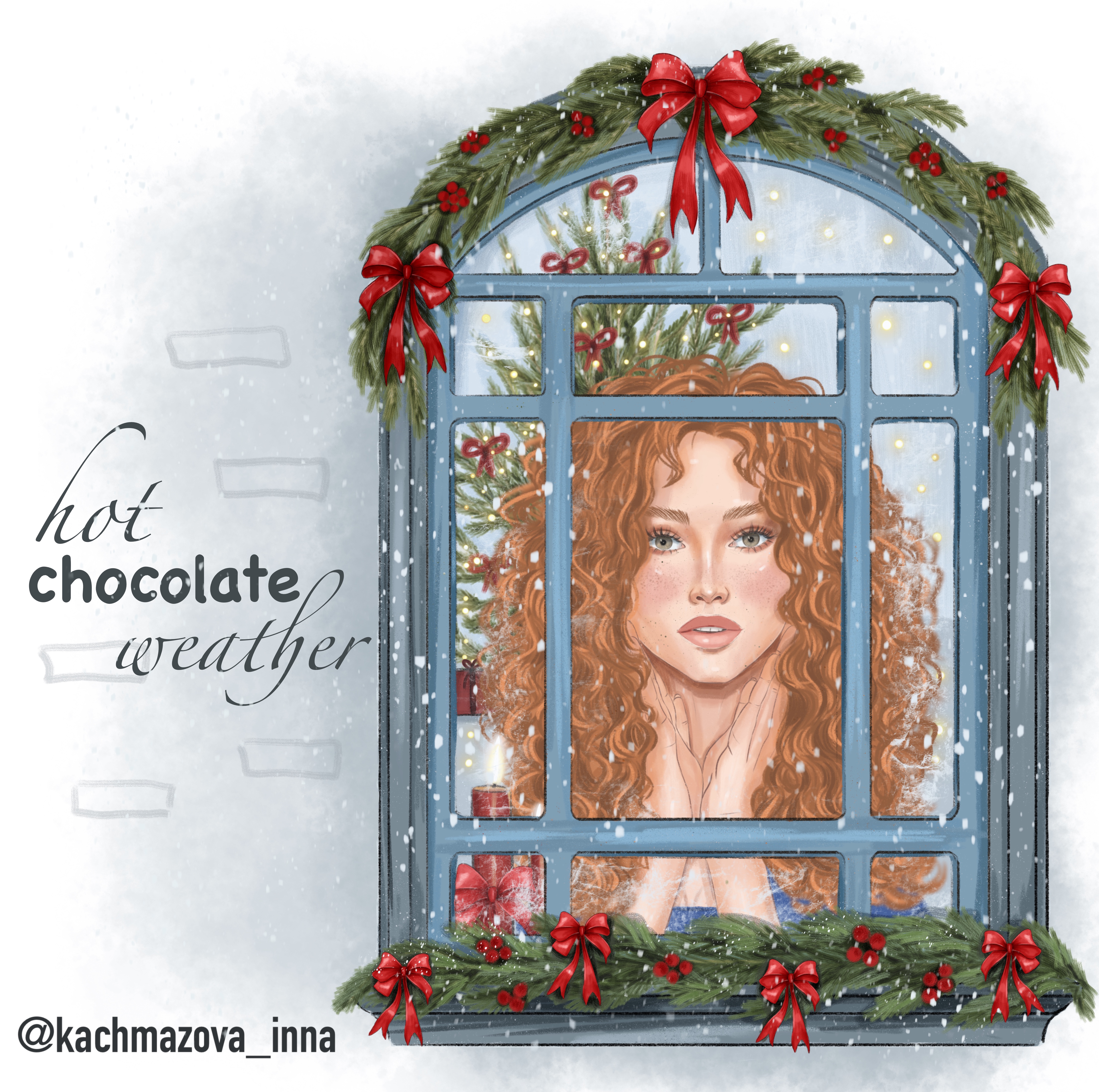 Новогодняя иллюстрация, зимняя иллюстрация