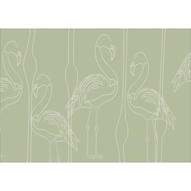 Фламинго в зеленых оттенках.