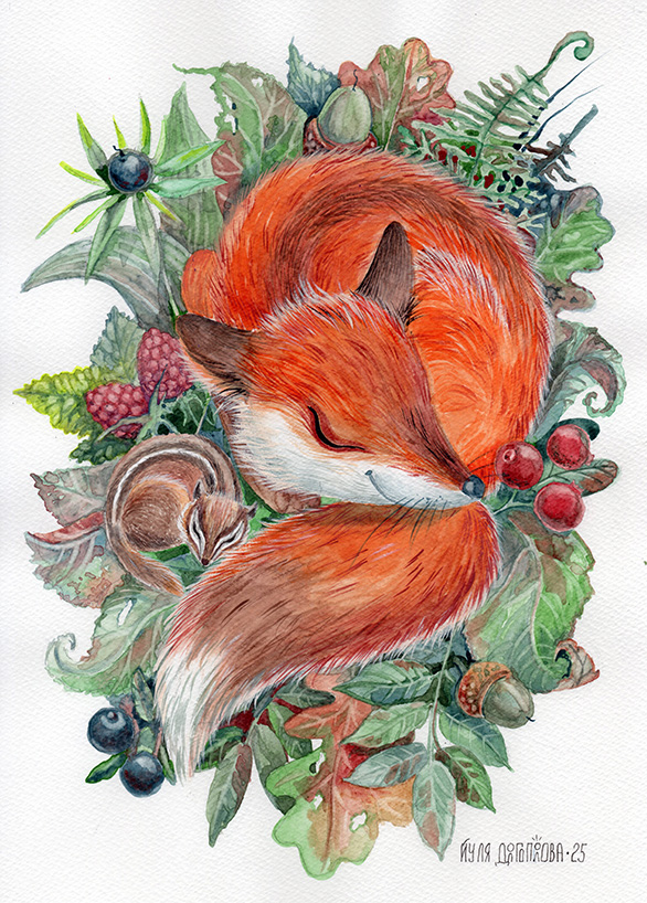 Спящий лисёнок