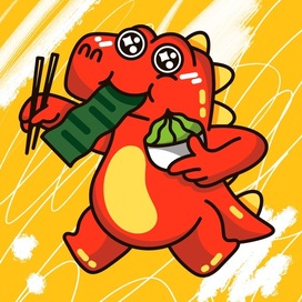 Иллюстрация персонажа Дракона для упаковки чипсов нори