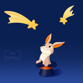 Заяц смотрит на звёзды. Книжная иллюстрация