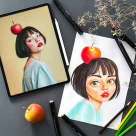 Девушка с яблоком